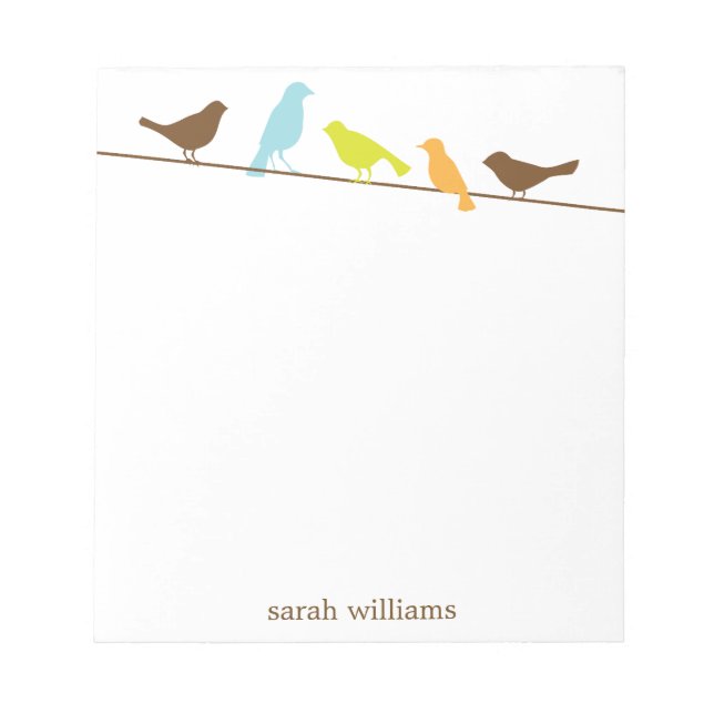 Birds on a Wire Personalised Notepads (Front)
