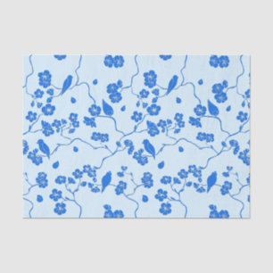 Birds on Cherry Blossoms Blue on Blue Tissue Paper