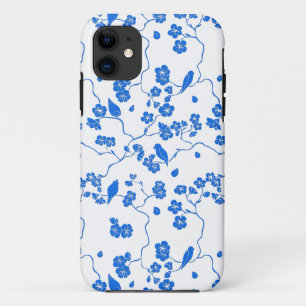 Birds on Cherry Blossoms Blue Print Case-Mate iPhone Case