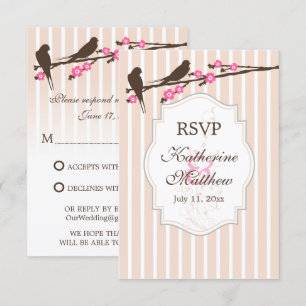 Birds on Flower Sakura RSVP / Reply Cards