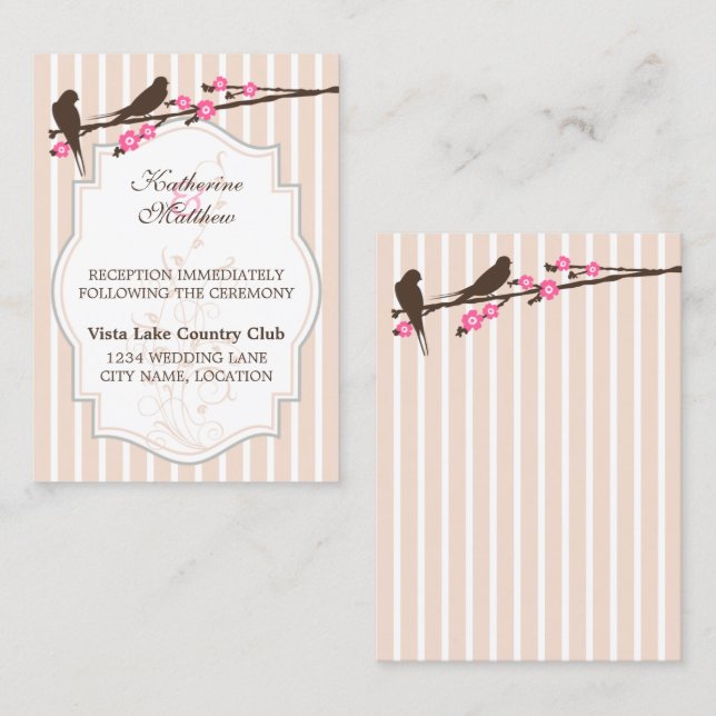 Birds on Flowering Sakura Reception Cards (Front/Back)