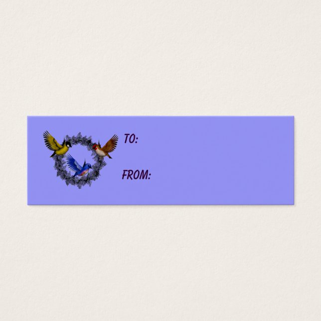 Birds On Purple Flower Wreath Photo Gift Tag (Front)