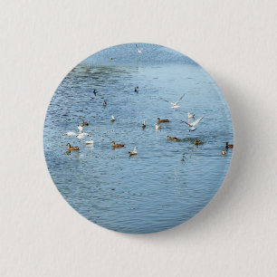 Birds On Summer River 6 Cm Round Badge