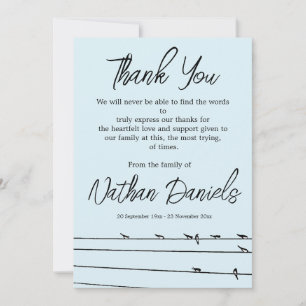 Birds on Wire Funeral Thank You Cards