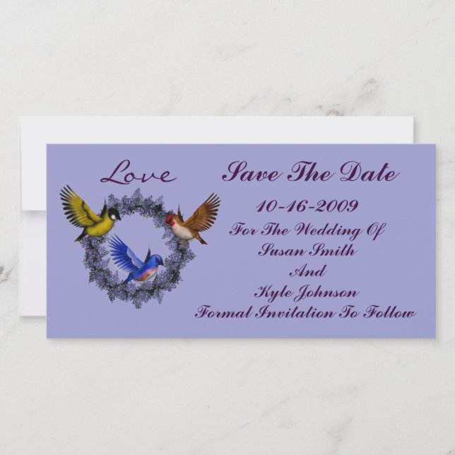 Birds On Wreath Wedding Save The Date (Front)