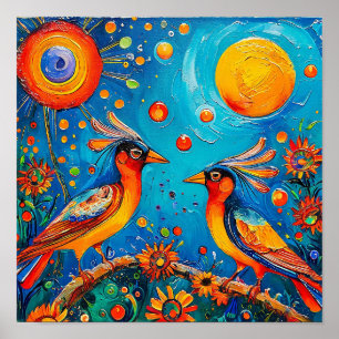 Birds ornament poster
