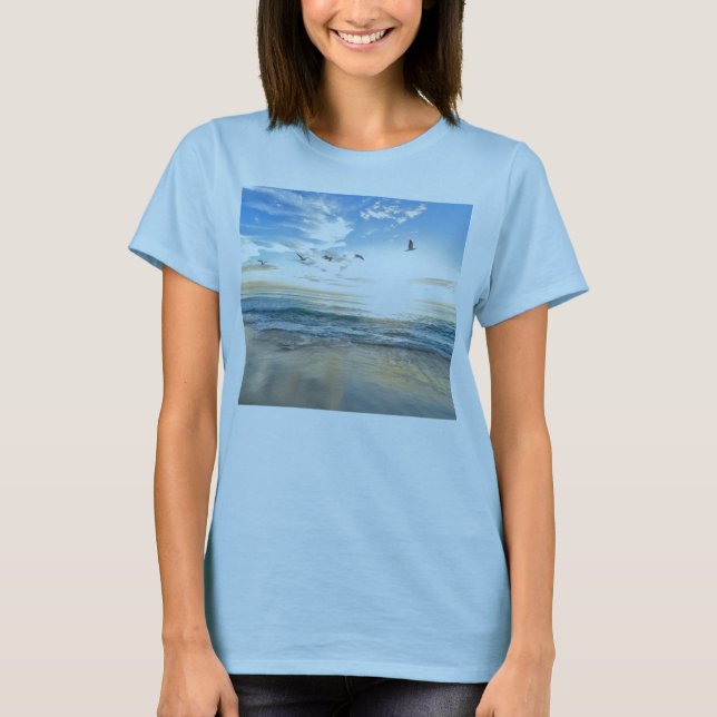 birds over the beach T-Shirt (Front)