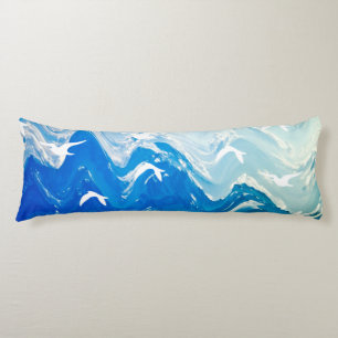Birds over the Sea Waves Body Cushion