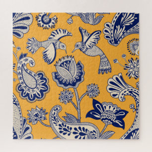 Birds Paisley Flowers Vintage Pattern Jigsaw Puzzle