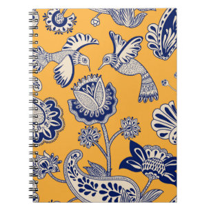 Birds Paisley Flowers Vintage Pattern Notebook