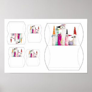 Birds Party Design Pillow Box Packaging Print