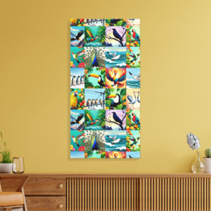 Birds Patchwork Pattern Canvas Print