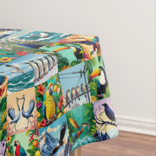 Birds Patchwork Pattern Tablecloth