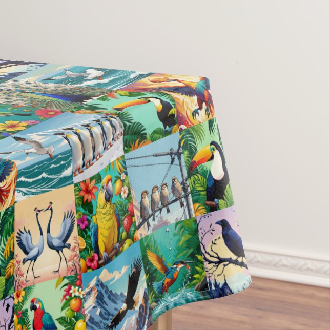 Birds Patchwork Pattern  Tablecloth (In Situ)