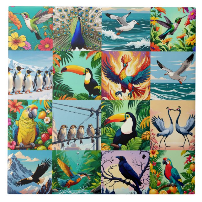 Birds Patchwork Pattern  Tile (Front)