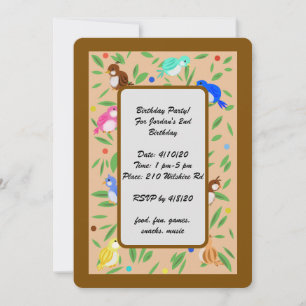 Birds Pattern Birthday Invitations