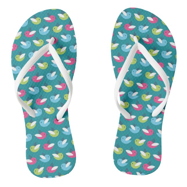 Birds pattern Blue Jandals (Footbed)