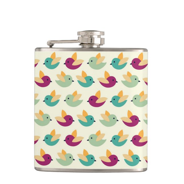 Birds pattern hip flask (Front)