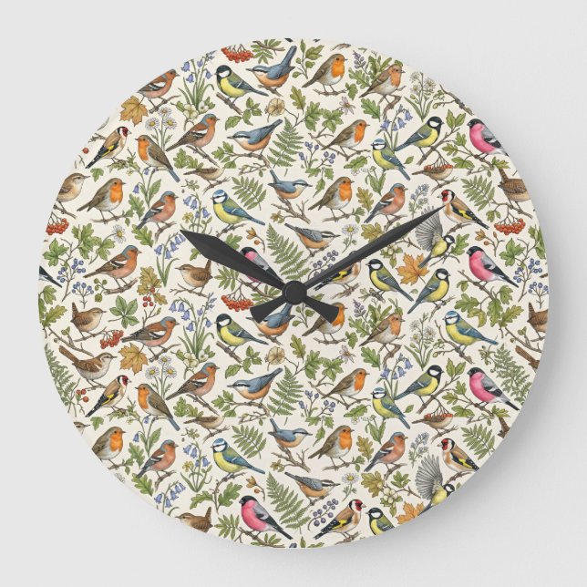Birds Pattern Large Clock (Front)