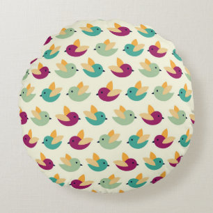 Birds pattern round cushion