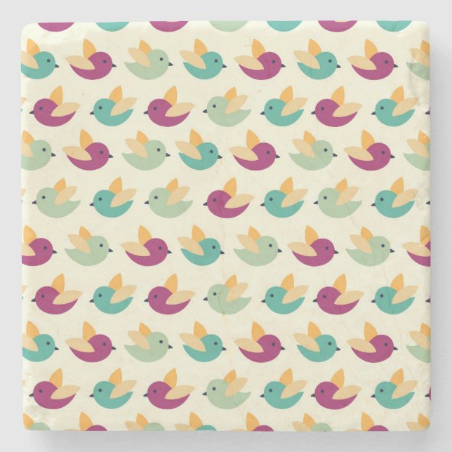 Birds pattern stone coaster (Front)