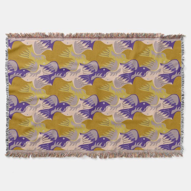 Birds Pattern Tesselation Purple Ochre T Blanket 3 (Front)
