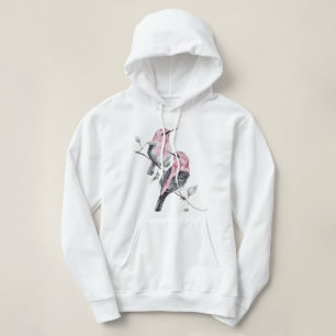 Birds & Pink Florals in Watercolor Hoodie