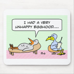 birds psychiatrist unhappy egghood childhood mouse pad
