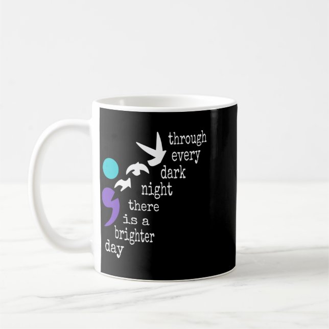 Birds Semicolon Gift Prevention Awareness Coffee Mug (Left)