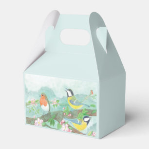Birds singing on a blossoming tree branch  favour box