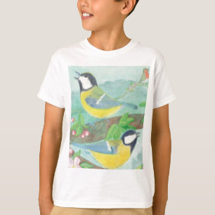 Birds singing on a blossoming tree branch T-Shirt