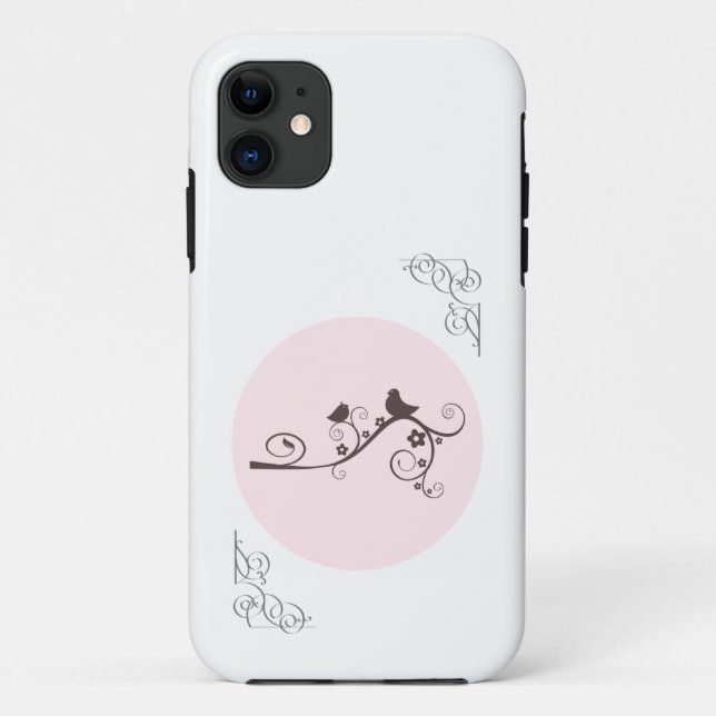 Birds Sitting on a Curly Branch Elegant Nature  Case-Mate iPhone Case (Back)