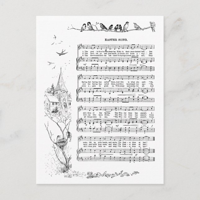 Birds, Spring and Easter Song Holiday Postcard (Front)