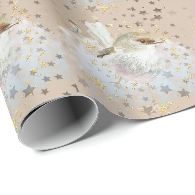 Birds & Stars Wrapping Paper (Roll Corner)