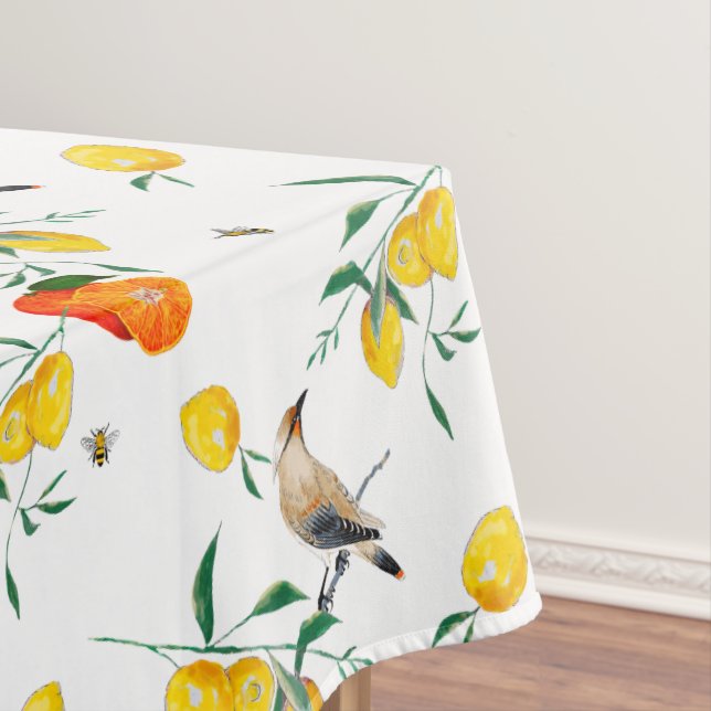 Birds,summer,lemons,bees    tablecloth (In Situ)