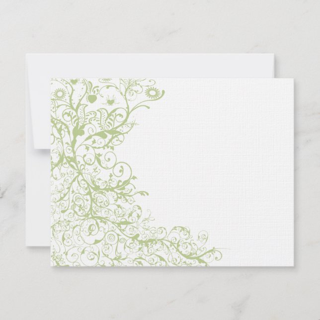 Birds & Swirls #28 Wedding RSVP Response Card (Front)