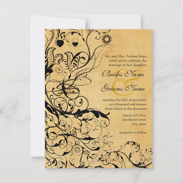 Birds & Swirls Wedding Invitations (Front)
