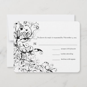 Birds & Swirls Wedding RSVP Response Card