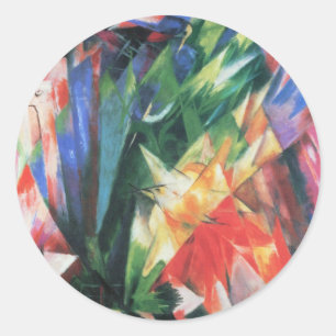 Birds (Vogel) by Franz Marc, Vintage Cubism Art Classic Round Sticker