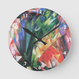 Birds (Vogel) by Franz Marc, Vintage Cubism Art Round Clock