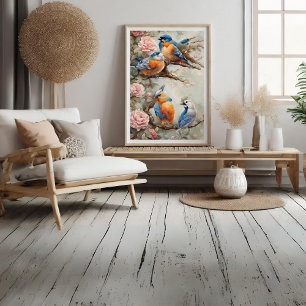 Birds with Flowers Photo Print