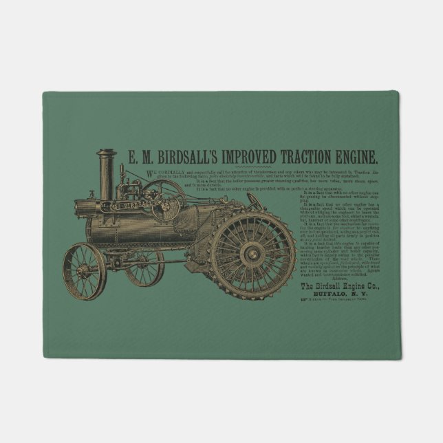 Birdsall's Steam Engine Traction Engine 1889 Farm Doormat (Front)