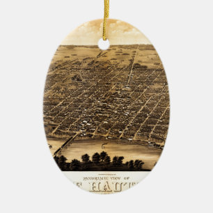 Birdseye map of Terre Haute (1880).jpg Ceramic Tree Decoration