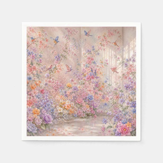 Birdsong Among Blossoms Napkin (Front)