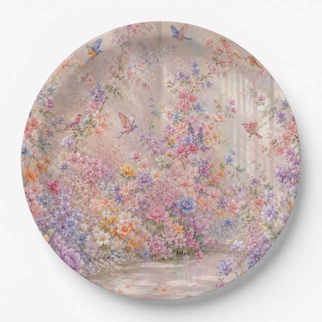 Birdsong Among Blossoms Paper Plate (Front)