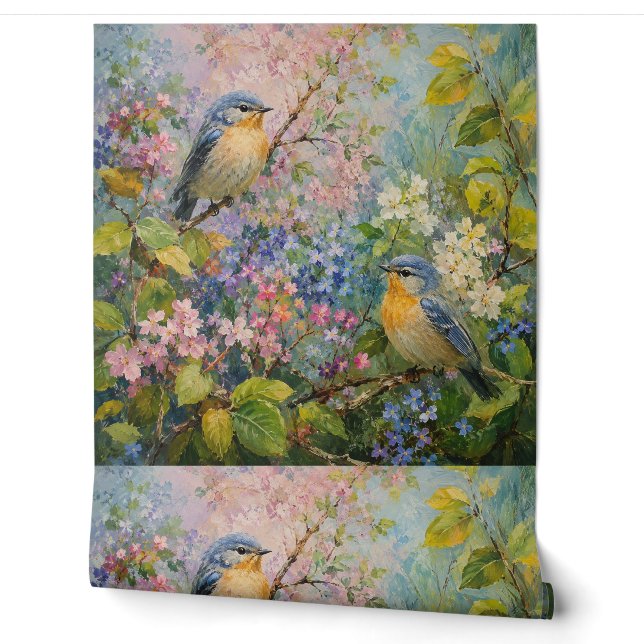 Birdsong Among Blossoms Wallpaper (Unrolling)