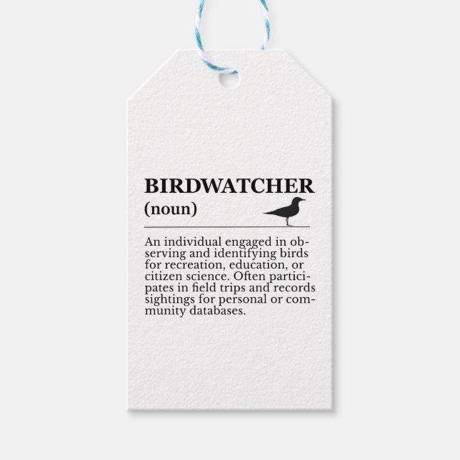 Birdwatcher Definition Observation Identification Gift Tags (Front)