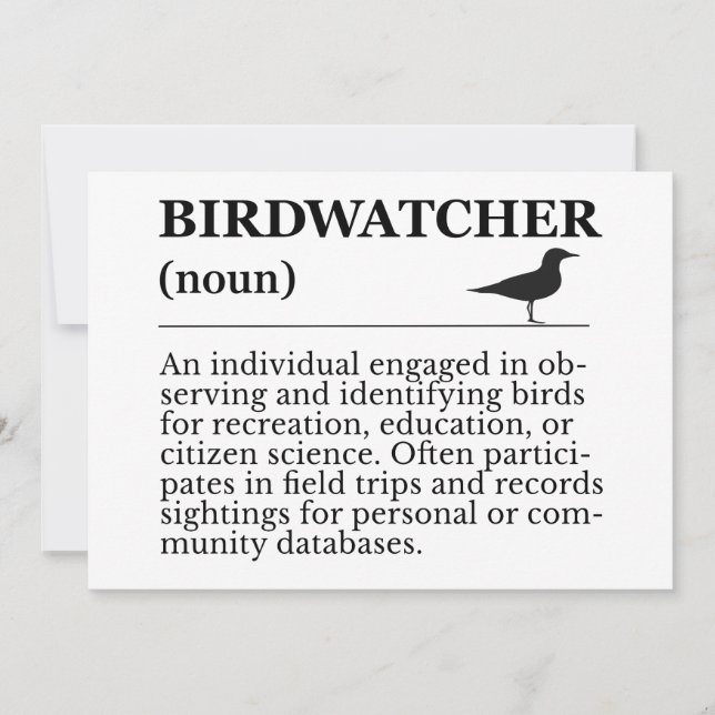 Birdwatcher Definition Observation Identification Invitation (Front)