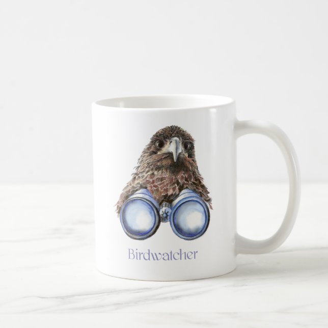 Birdwatcher Hawk Bird Watching You Humour Coffee Mug (Right)