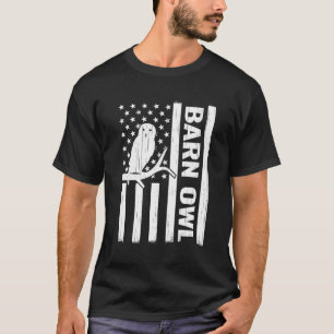 Birdwatcher Usa Flag 4Th July Barn Owl Vintage For T-Shirt